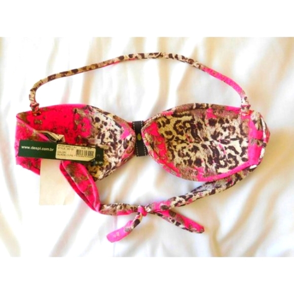 Despi Bikini Top Pink Guadaloupe Small  New MenWomenStyles Animal Print Women - Picture 3 of 4